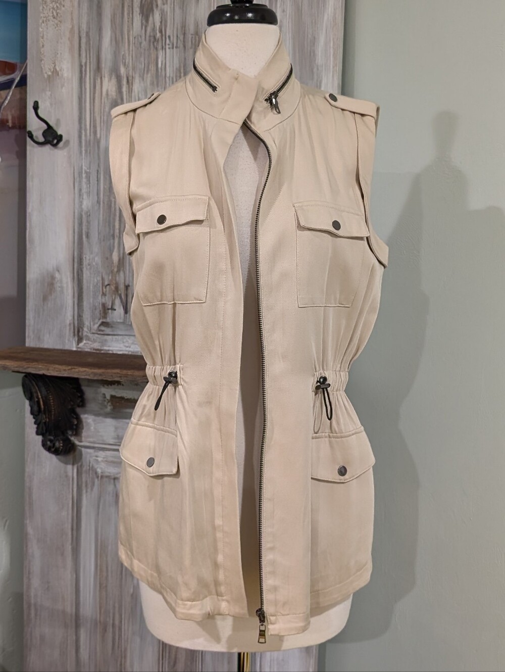 HYPR Khaki Utility Vest Jacket